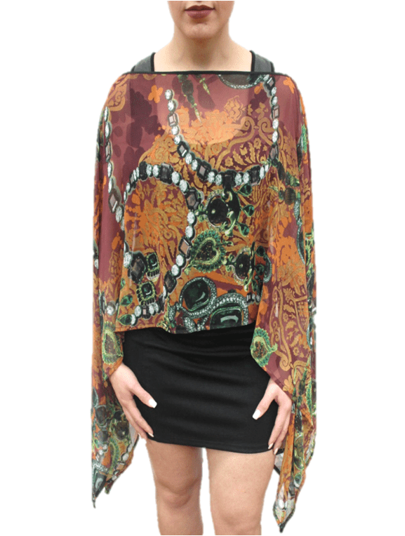 Chain Print Beach Cover up - Brown/Green - Beach Cover up - La Fiorentina PS-1332K