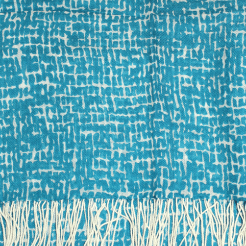 Checkerboard Print Wool Scarf - Blue - Scarf - La Fiorentina SCF-077