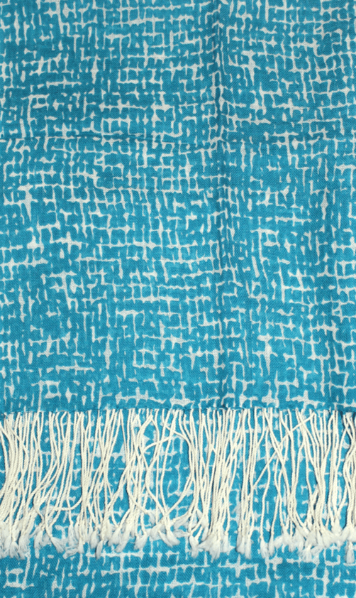 Checkerboard Print Wool Scarf - Blue - Scarf - La Fiorentina SCF-077