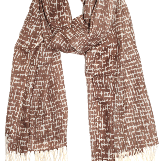 Checkerboard Print Wool Scarf - Brown - Scarf - La Fiorentina SCF-077