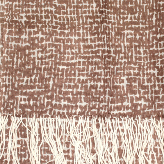 Checkerboard Print Wool Scarf - Brown - Scarf - La Fiorentina SCF-077