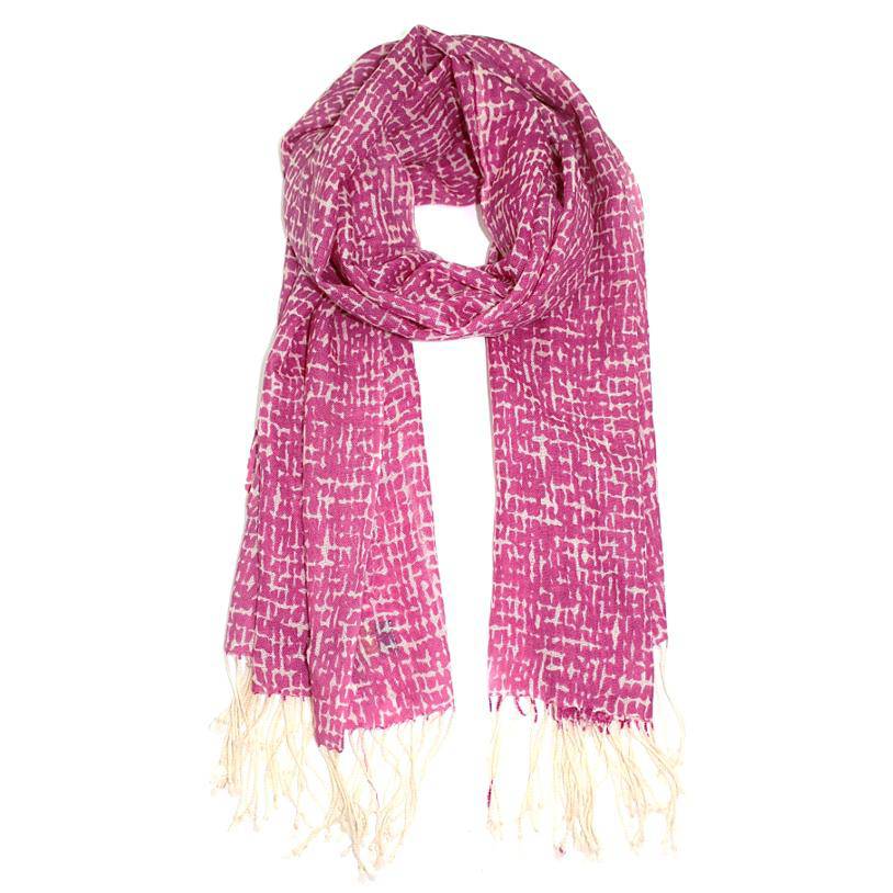 Checkerboard Print Wool Scarf - Fuchsia - Scarf - La Fiorentina SCF-077