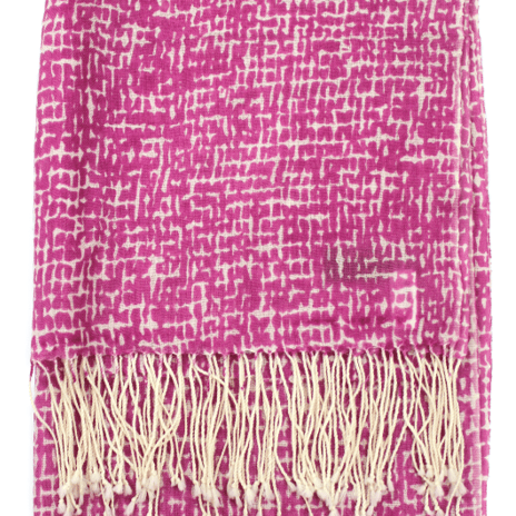 Checkerboard Print Wool Scarf - Fuchsia - Scarf - La Fiorentina SCF-077