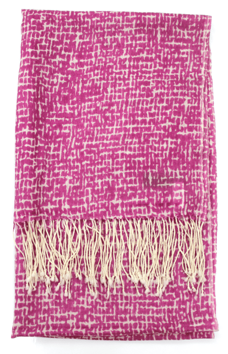 Checkerboard Print Wool Scarf - Fuchsia - Scarf - La Fiorentina SCF-077