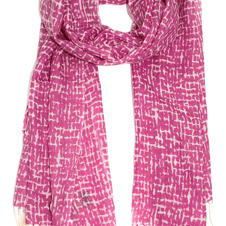 Checkerboard Print Wool Scarf - Fuchsia - Scarf - La Fiorentina SCF-077