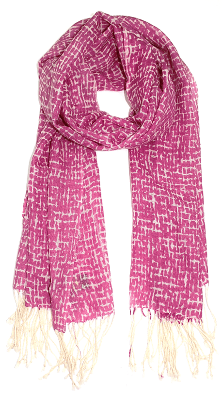 Checkerboard Print Wool Scarf - Fuchsia - Scarf - La Fiorentina SCF-077