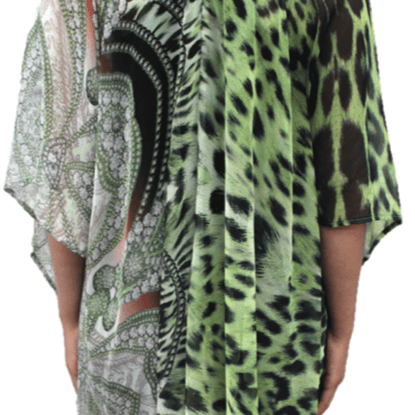 Cheetah Beach Cover Up - Green/Grey - Beach Cover up - La Fiorentina PS-1332F
