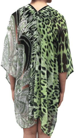 Cheetah Beach Cover Up - Green/Grey - Beach Cover up - La Fiorentina PS-1332F