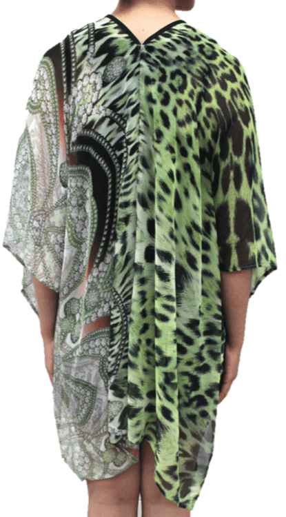 Cheetah Beach Cover Up - Green/Grey - Beach Cover up - La Fiorentina PS-1332F