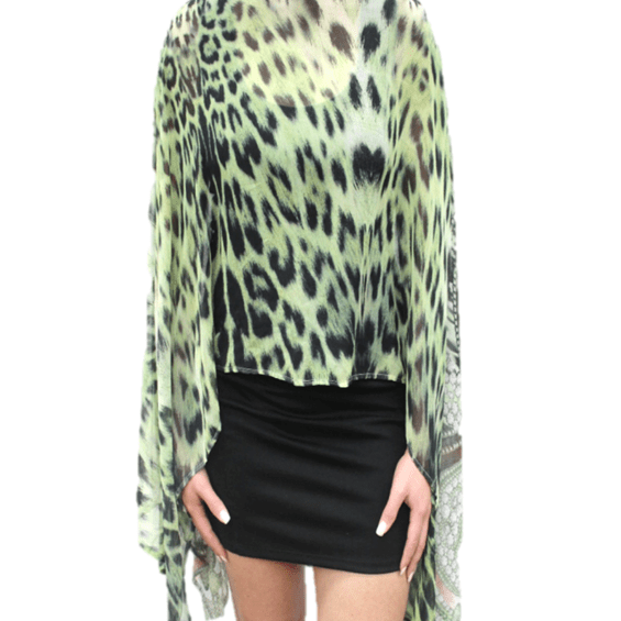 Cheetah Beach Cover Up - Green/Grey - Beach Cover up - La Fiorentina PS-1332F