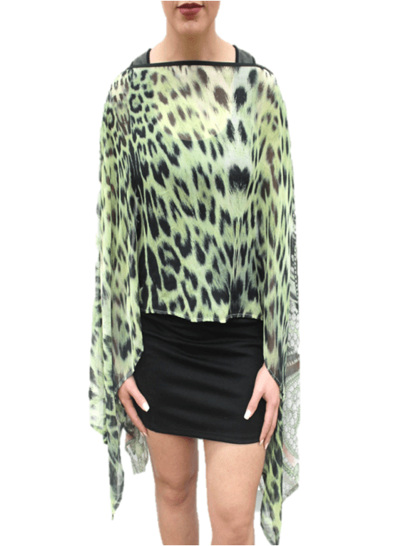 Cheetah Beach Cover Up - Green/Grey - Beach Cover up - La Fiorentina PS-1332F