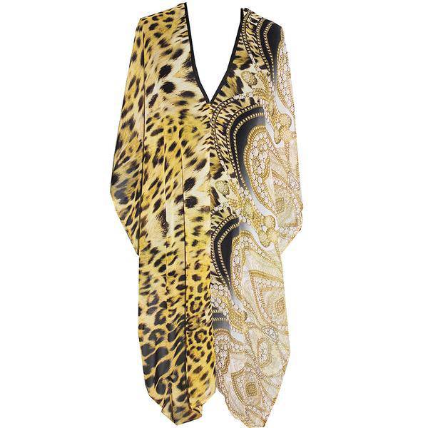 Cheetah Beach Cover up - Beach Cover up - La Fiorentina, Yellow/Grey PS-1332F
