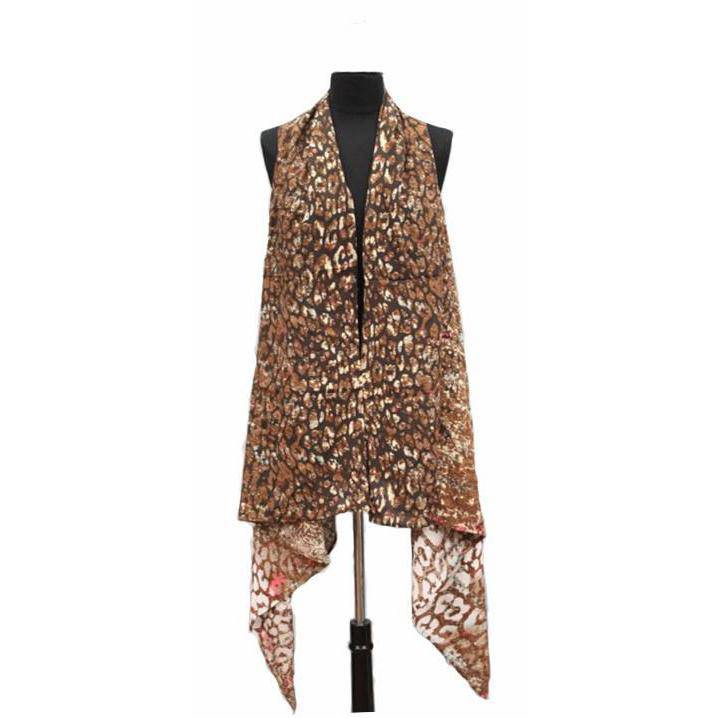 Cheetah Print Kimono/Vest - Brown - Wrap - La Fiorentina RYS143518-BROWNMULTI