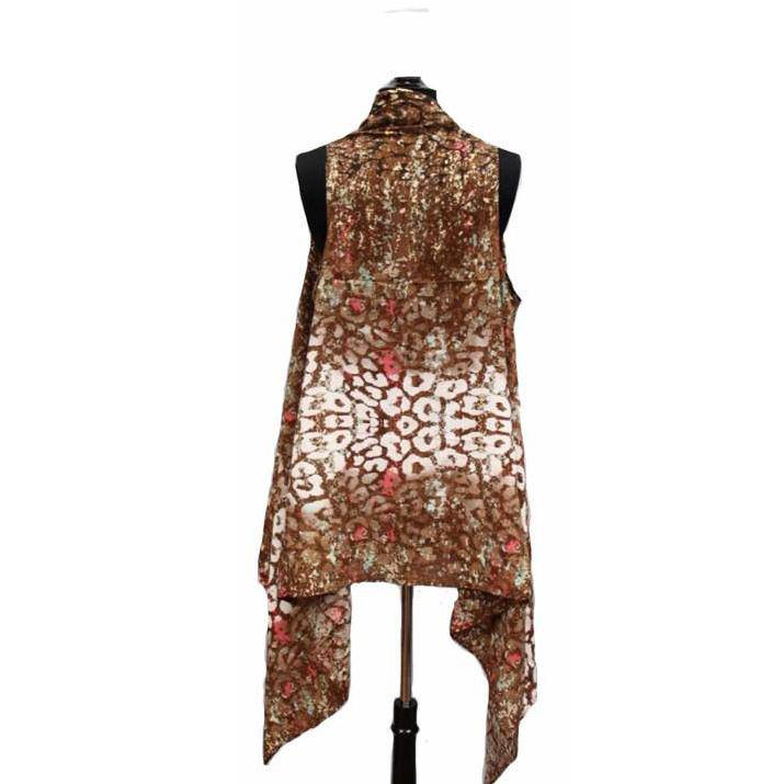 Cheetah Print Kimono/Vest - Brown - Wrap - La Fiorentina RYS143518-BROWNMULTI