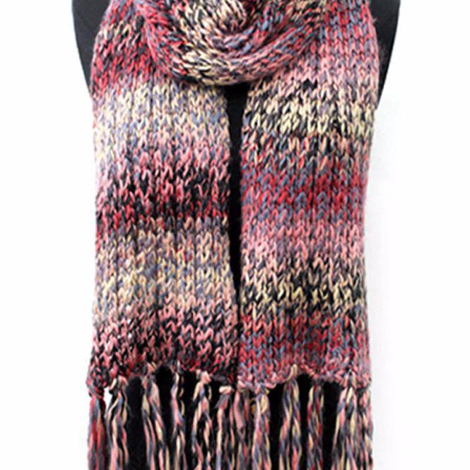 Chunky Marbled Knit Fringe Muffler - Multicolor - Muffler - La Fiorentina NFCHUNK