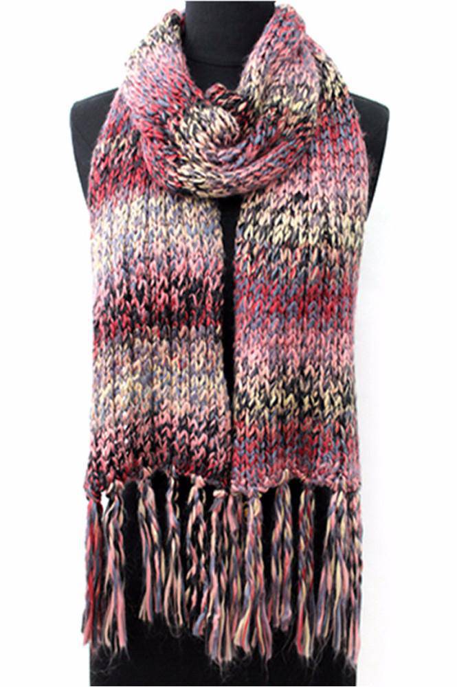 Chunky Marbled Knit Fringe Muffler - Multicolor - Muffler - La Fiorentina NFCHUNK