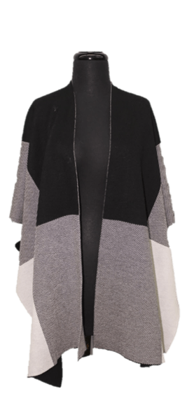 Color Block Ruana - Ruana - La Fiorentina, Black/Grey Y16130_2