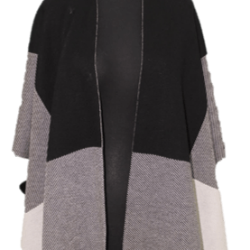 Color Block Ruana - Ruana - La Fiorentina, Black/Grey Y16130_2