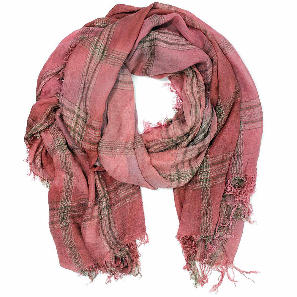 Crinkle Plaid Scarf-Pink - Scarf - La Fiorentina TOLEDOMALT