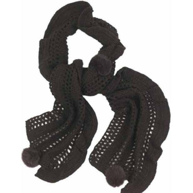 Crochet & Rabbit Fur Scarf - Black - Scarf - La Fiorentina H-08A