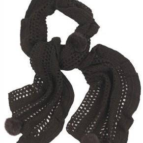 Crochet & Rabbit Fur Scarf - Brown - La Fiorentina '605609