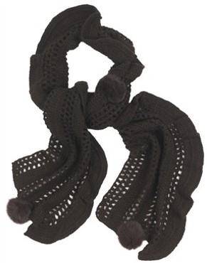Crochet & Rabbit Fur Scarf - Brown - La Fiorentina '605609