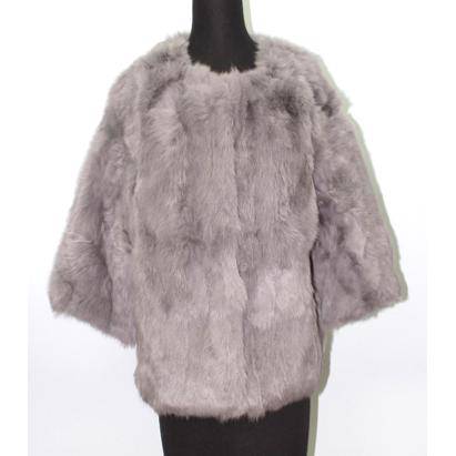 Cropped Fur Jacket- Grey - Coat - La Fiorentina YZY-1606