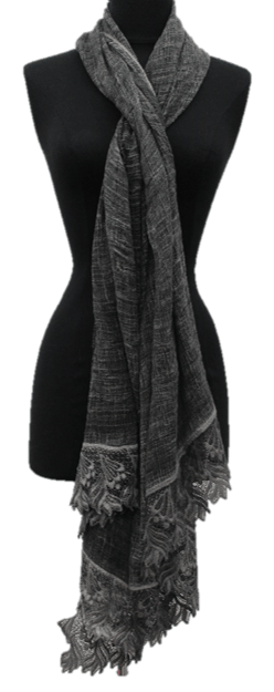 Crotchet Lace Trim Scarf - Black - Scarf - La Fiorentina  LP-019