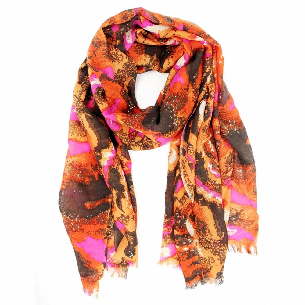 Deer Print Scarf - Orange Combo - Scarf - La Fiorentina DEER PRINT