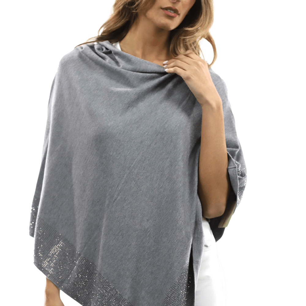 Embellished Poncho - Poncho - La Fiorentina, Grey BE805-B -1