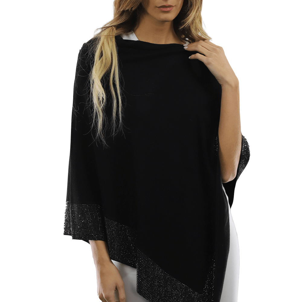 Embellished Poncho - Poncho - La Fiorentina, Black  BE805-B -1