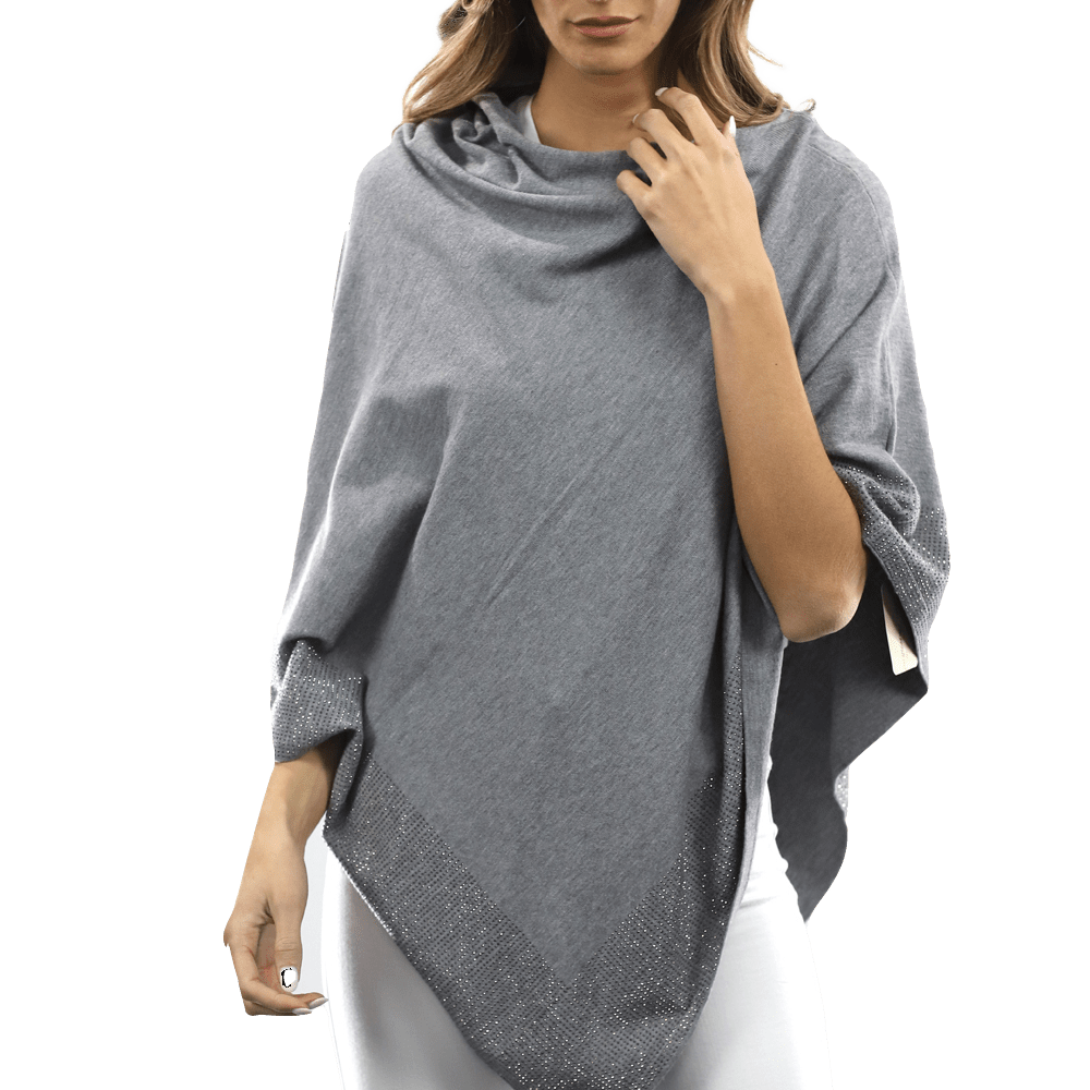 Embellished Poncho - Poncho - La Fiorentina, Grey BE805-B -1