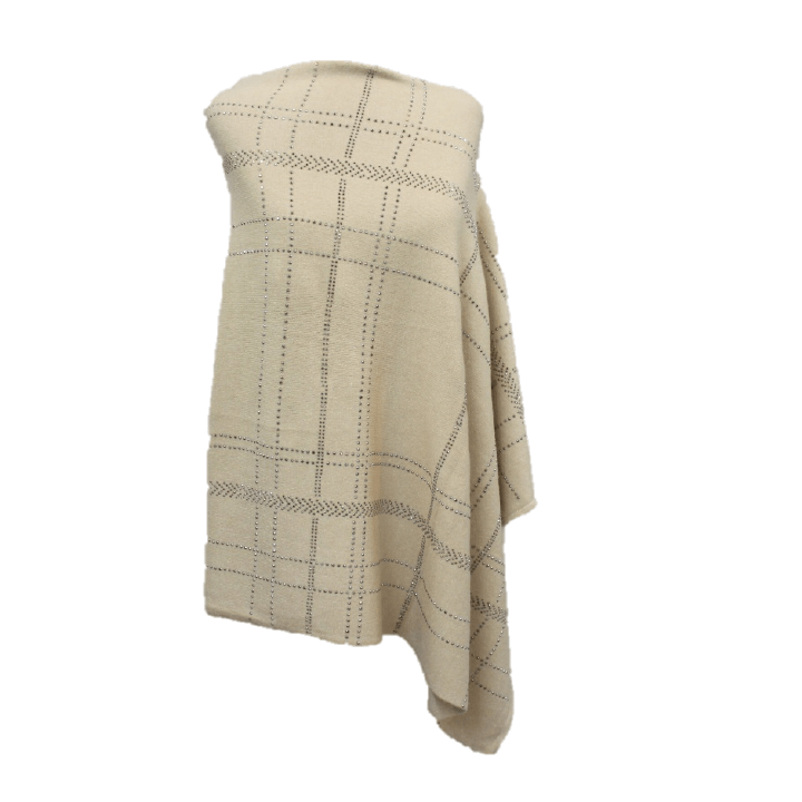 Embellished Poncho - Oatmeal - Poncho - La Fiorentina BE811
