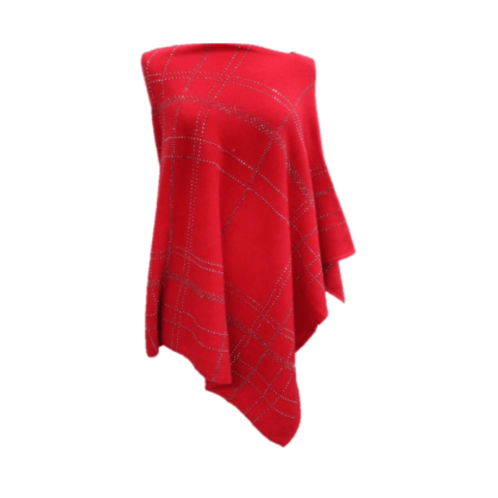 Embellished Poncho - Red - Poncho - La Fiorentina BE811