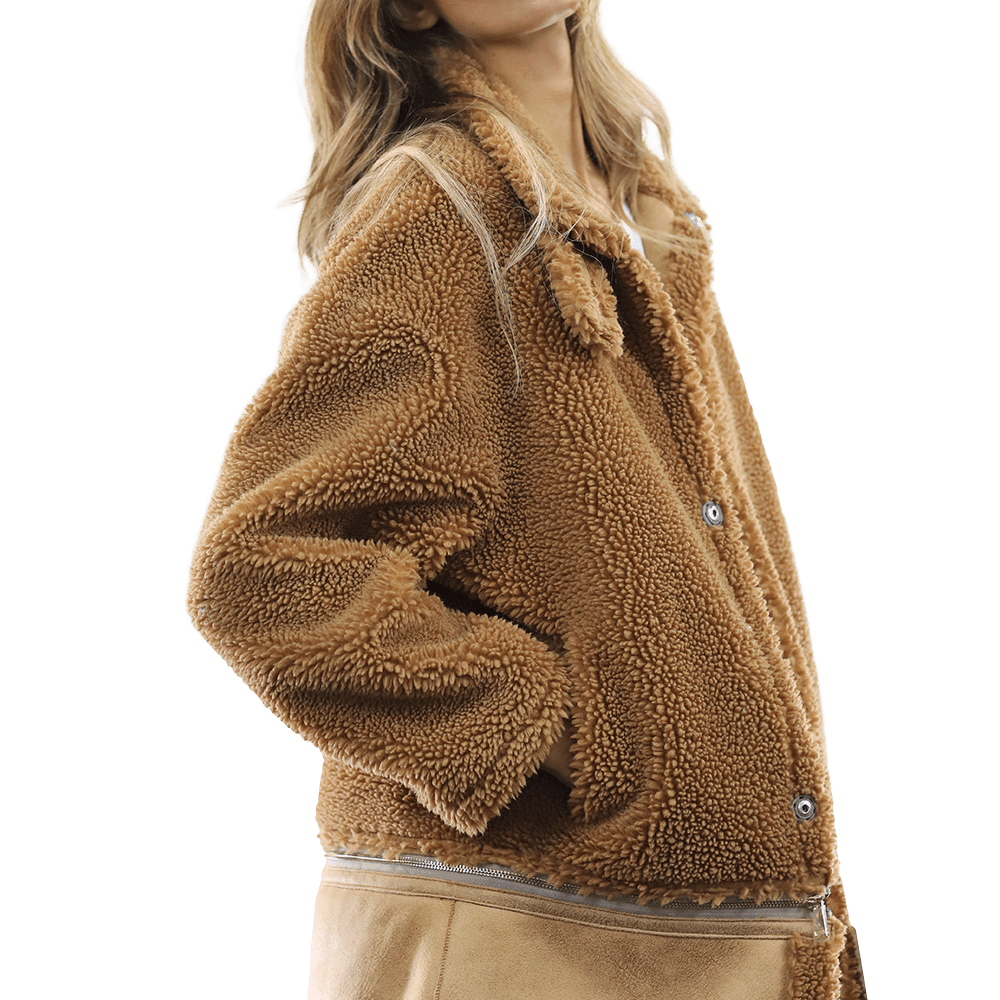 Faux Fur Coat with Zipper detail - Brown - Coat - La Fiorentina FAUX205_BROWN