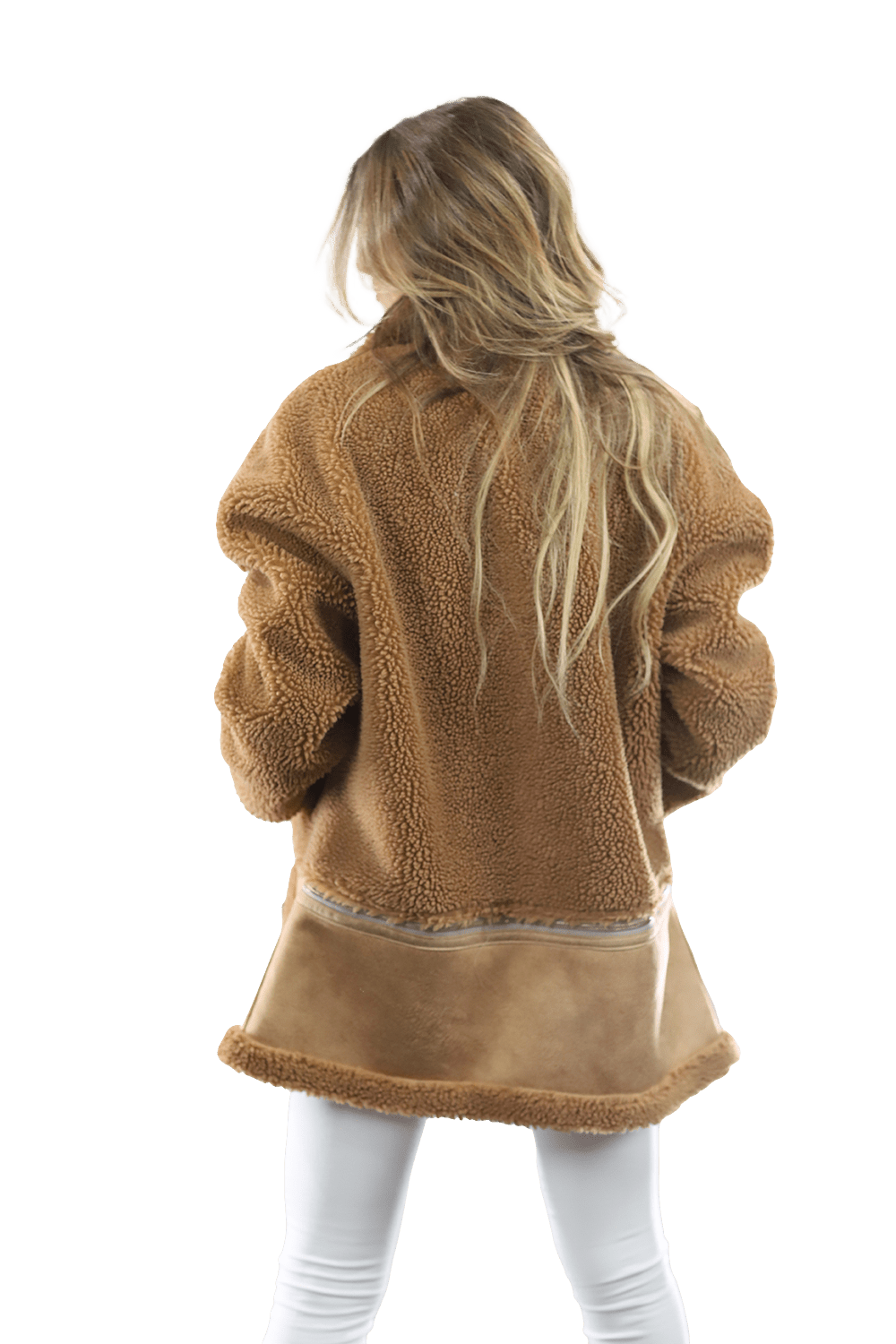 Faux Fur Coat with Zipper detail - Brown - Coat - La Fiorentina FAUX205_BROWN