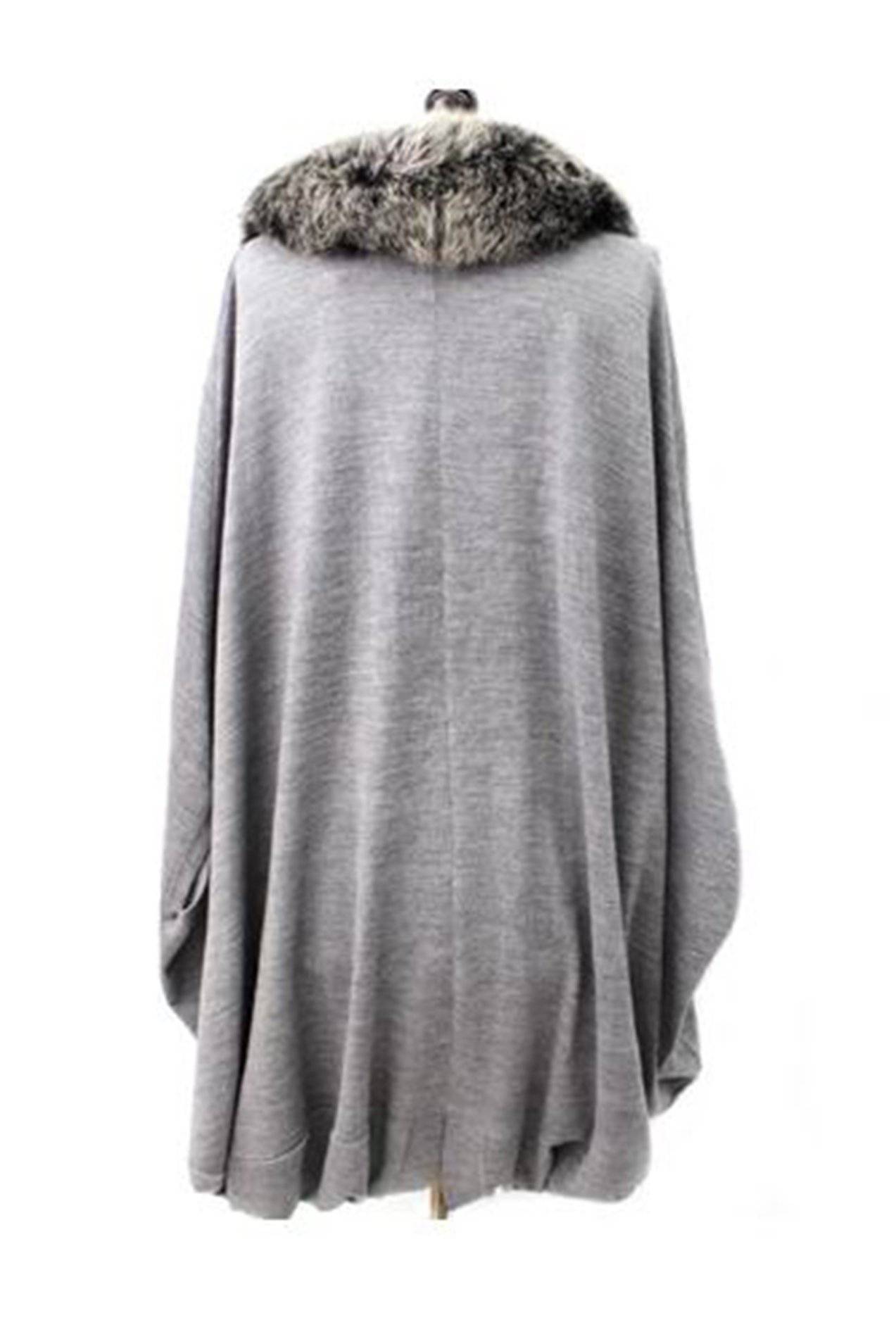 Faux Fur Collar Wool Cocoon Poncho - Poncho - La Fiorentina TYN-1137