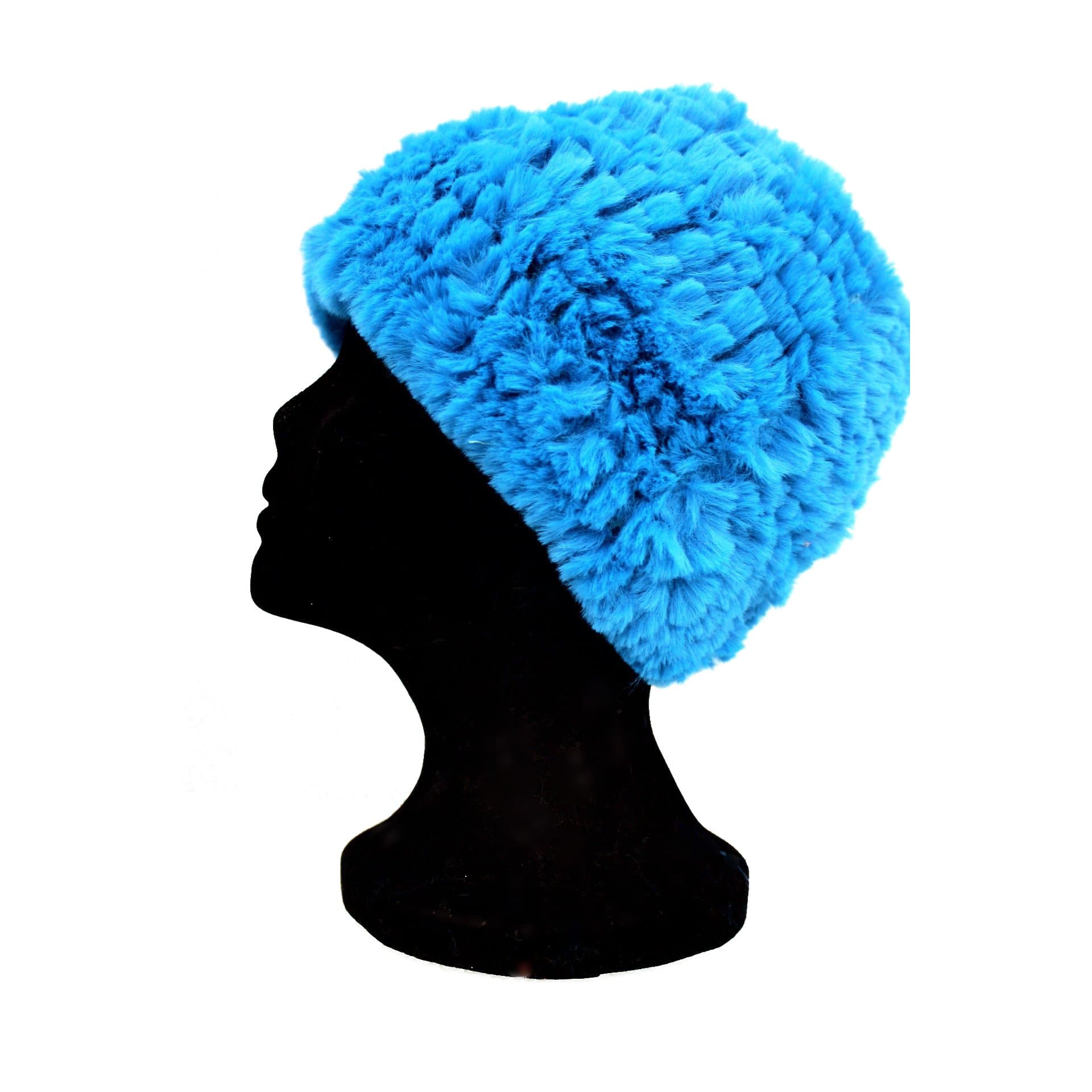 Faux Fur Plush Hat - Peacock Blue – La Fiorentina