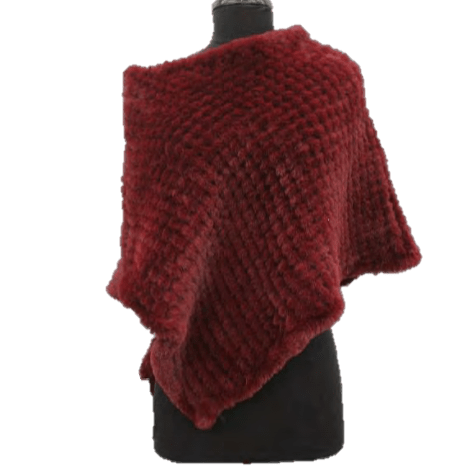 Faux Fur Poncho - Poncho - La Fiorentina, Wine 632567-navy