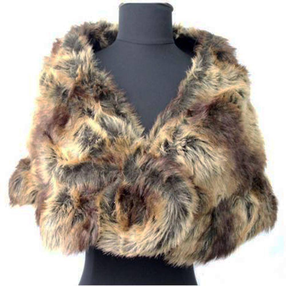 Faux Fur Ruffled Capelette - Brown - Cape - La Fiorentina YD003