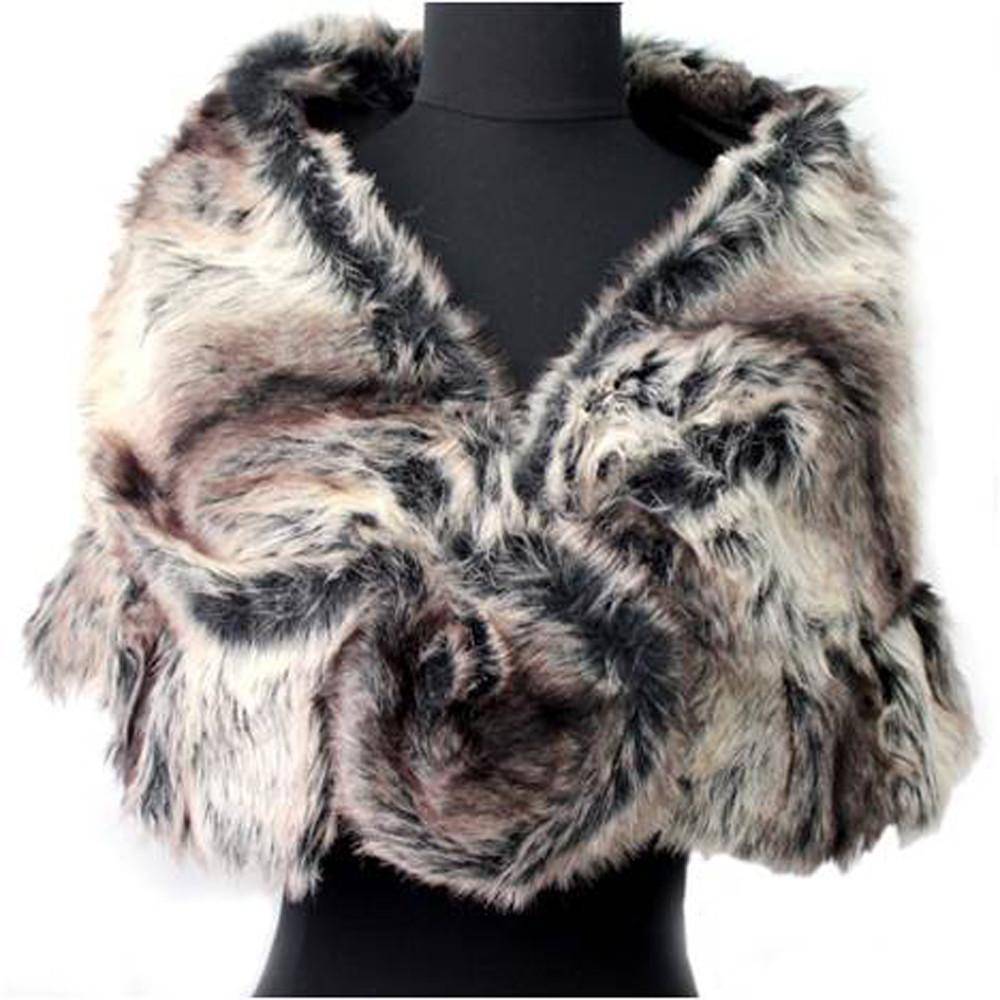 Faux Fur Ruffled Capelette - Grey - Cape - La Fiorentina YD003