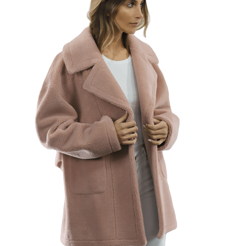 Faux Fur Teddy Coat - Pink - Coat - La Fiorentina FAUX210_PINK