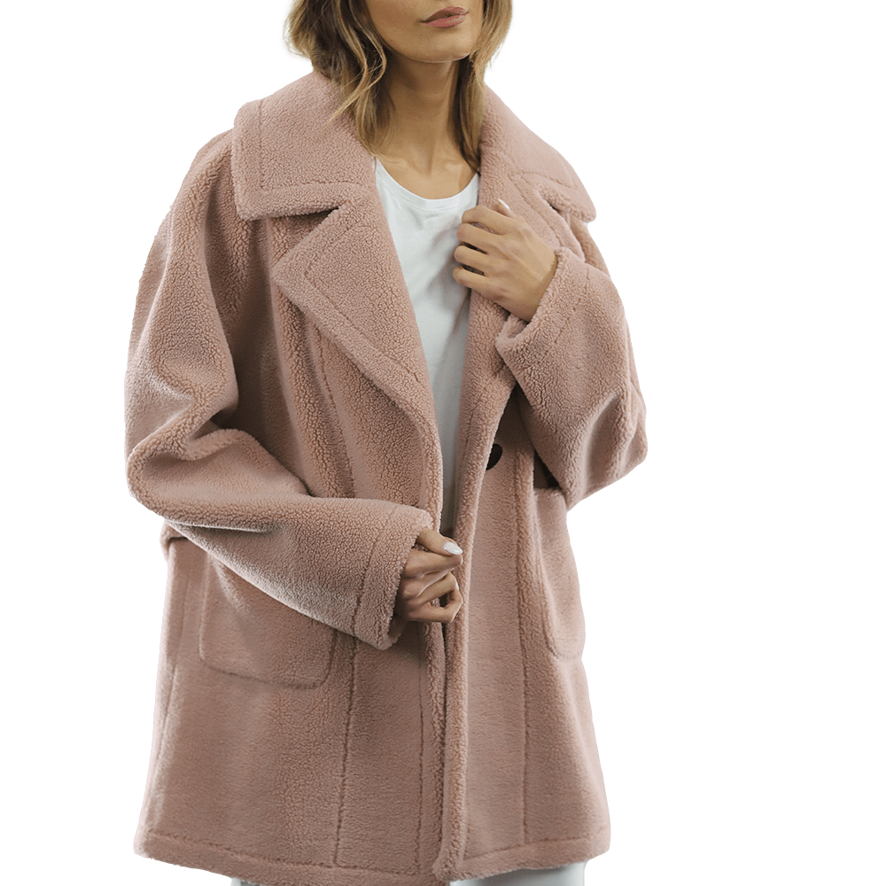 Faux Fur Teddy Coat - Pink - Coat - La Fiorentina FAUX210_PINK