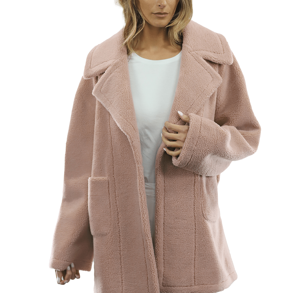 Faux Fur Teddy Coat - Pink - Coat - La Fiorentina FAUX210_PINK