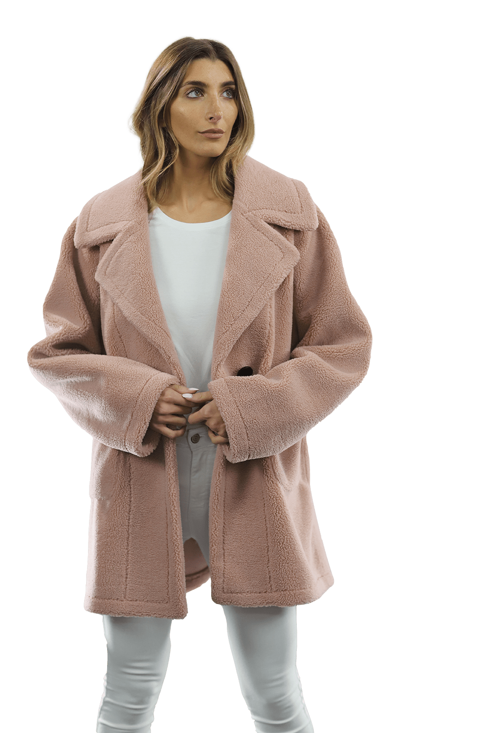 Faux Fur Teddy Coat - Pink - Coat - La Fiorentina FAUX210_PINK