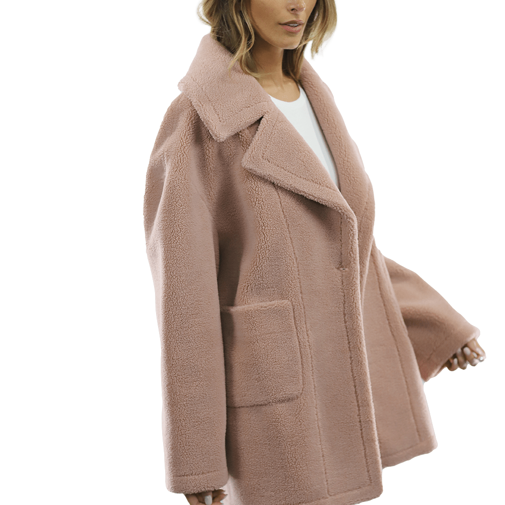 Faux Fur Teddy Coat - Pink - Coat - La Fiorentina FAUX210_PINK