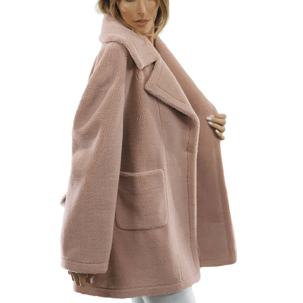 Faux Fur Teddy Coat - Pink - Coat - La Fiorentina FAUX210_PINK