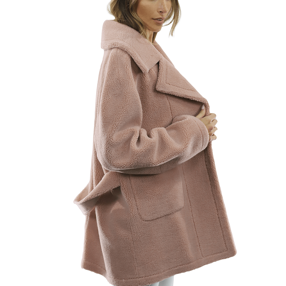 Faux Fur Teddy Coat - Pink - Coat - La Fiorentina FAUX210_PINK