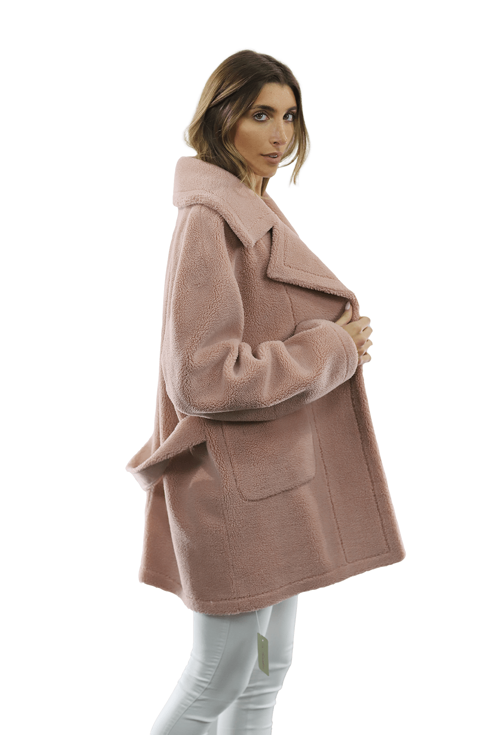 Faux Fur Teddy Coat - Pink - Coat - La Fiorentina FAUX210_PINK