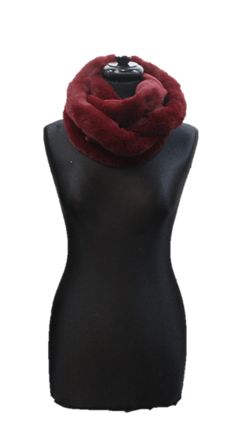 Faux Fur Trim Infinity Scarf - Infinity Scarf - La Fiorentina, Wine IMG0132-FAUX -2